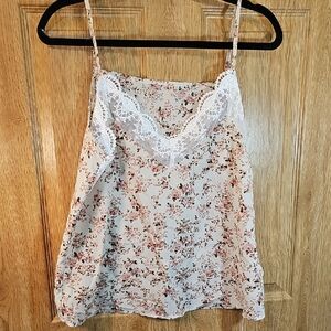 Cupshe Floral Lace Trim Camisole in Cream and Pink